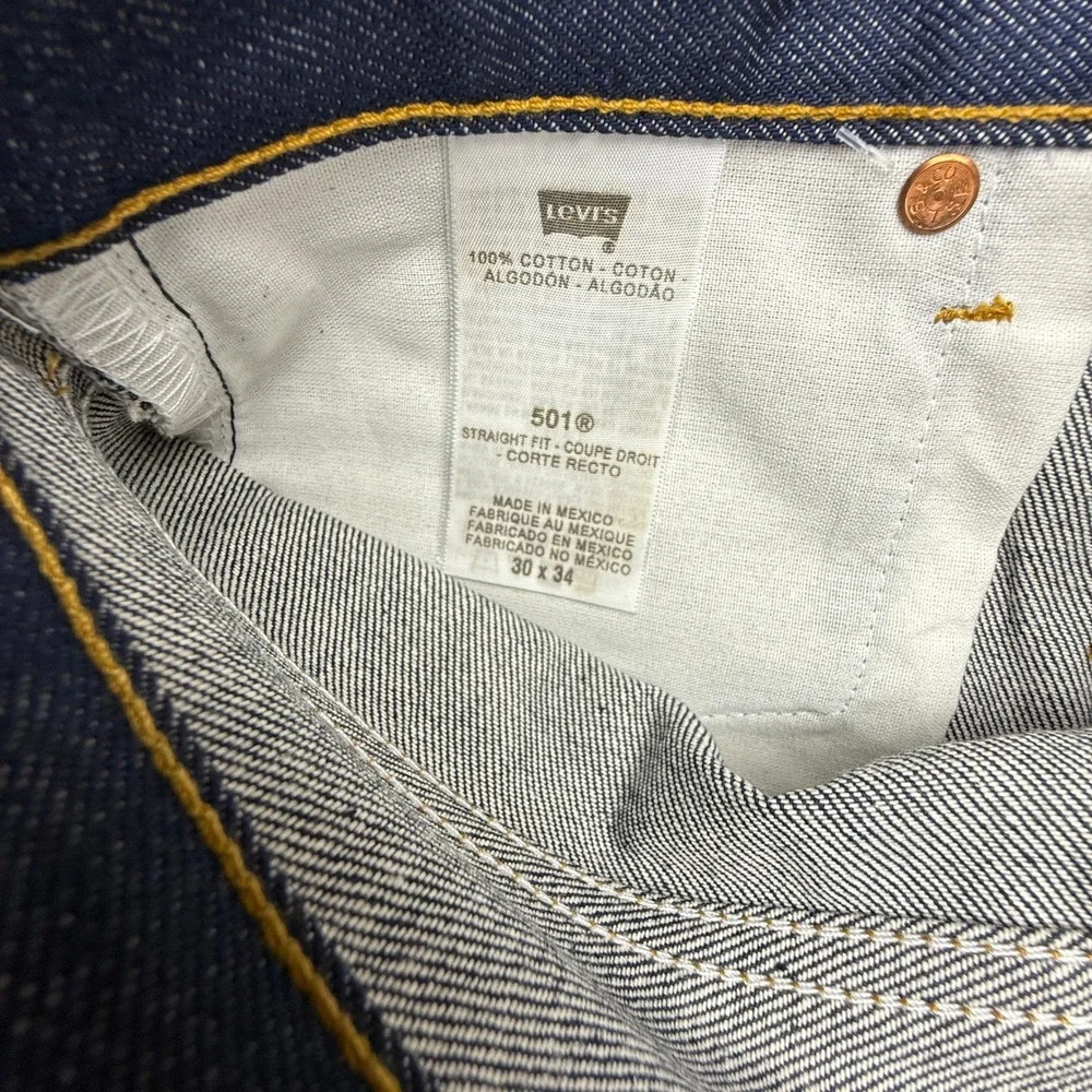 Levis 501 Original Fit Shrink-To-Fit Rigid Indigo Mens Jeans 30x34 005010000